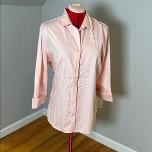 Chico's Pink and Red 3/4 Sleeve Shirt